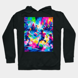 Abstract Painting of Kids Playing Basketball Hoodie